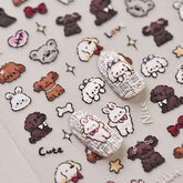 cute dog and rabbit nail sticker